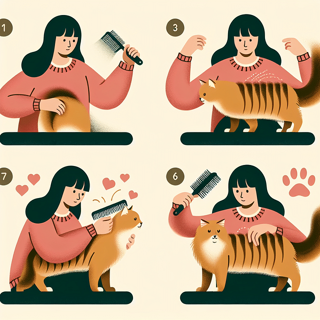 owner brushing a male cat's fur