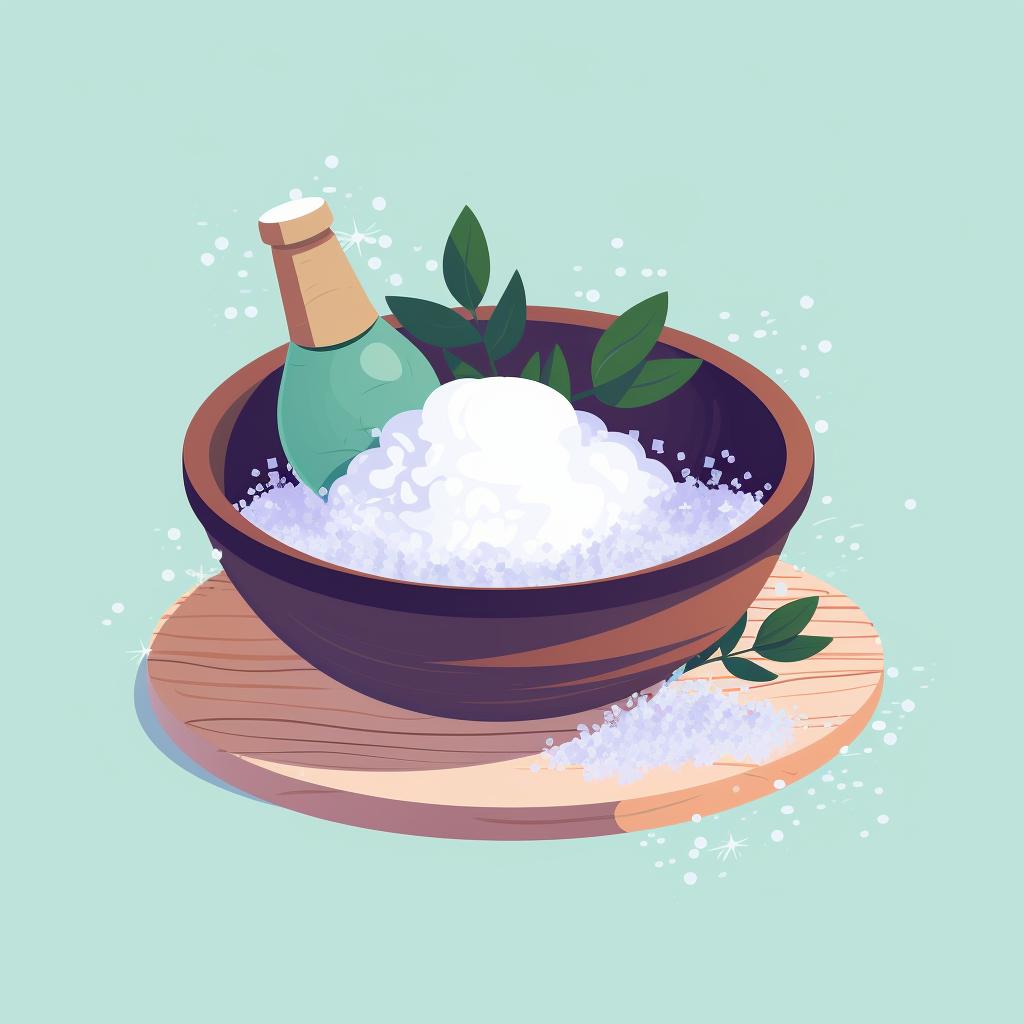 Epsom salts and essential oils being mixed in a bowl
